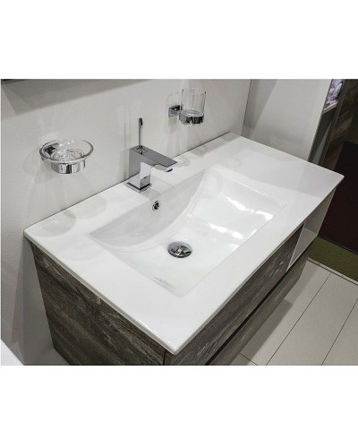 Тумба с раковиной Comforty Турин 90М 00-00013940 подвесная Дуб бежевый Белая глянцевая