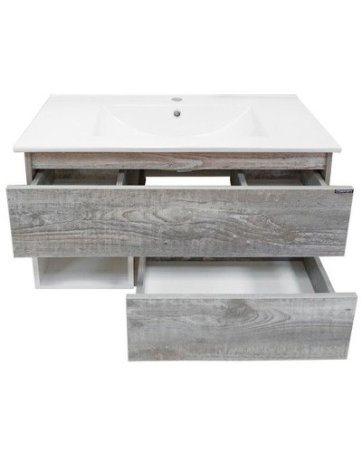 Тумба с раковиной Comforty Турин 75М 00-00013913 подвесная Дуб бежевый Белая глянцевая