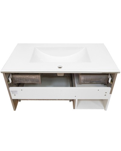 Тумба с раковиной Comforty Турин 75М 00-00013913 подвесная Дуб бежевый Белая глянцевая