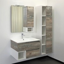 Тумба с раковиной Comforty Турин 75М 00-00013913 подвесная Дуб бежевый Белая глянцевая