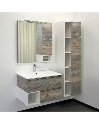 Тумба с раковиной Comforty Турин 75М 00-00013913 подвесная Дуб бежевый Белая глянцевая