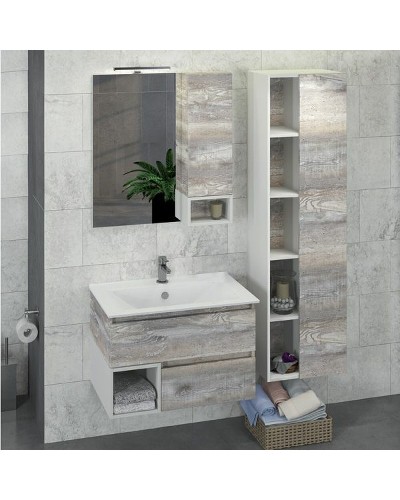 Тумба с раковиной Comforty Турин 75М 00-00013913 подвесная Дуб бежевый Белая глянцевая