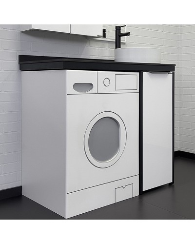 Тумба с раковиной Comforty Лозанна 100 00-00013800 под стиральную машину Белая глянцевая Калакатта Блэк