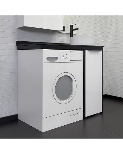 Тумба с раковиной Comforty Лозанна 100 00-00013800 под стиральную машину Белая глянцевая Калакатта Блэк