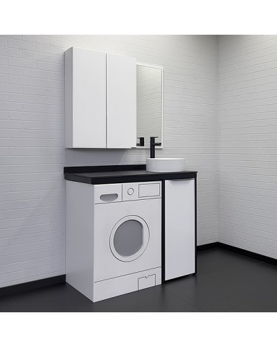 Тумба с раковиной Comforty Лозанна 100 00-00013800 под стиральную машину Белая глянцевая Калакатта Блэк