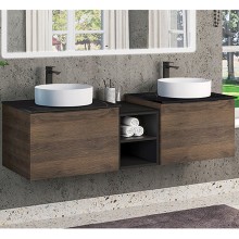 Тумба с раковиной Comforty Портленд 150 00-00013687 подвесная Дуб шоколадно-коричневый Калакатта Блэк