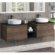 Тумба с раковиной Comforty Портленд 150 00-00013687 подвесная Дуб шоколадно-коричневый Калакатта Блэк