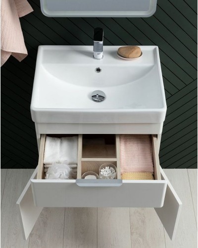 Тумба под раковину Aquanet Ирис new 60 310148 подвесная Белая глянцевая