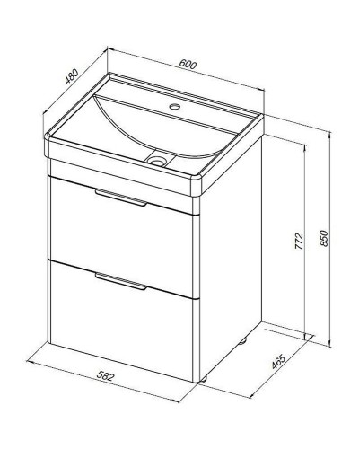 Тумба под раковину Aquanet Ирис new 60 310152 Белая глянцевая