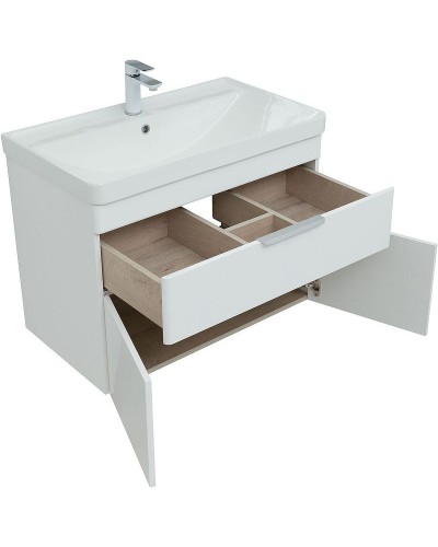 Тумба под раковину Aquanet Ирис new 80 310150 подвесная Белая глянцевая