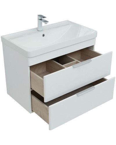 Тумба под раковину Aquanet Ирис new 80 310146 подвесная Белая глянцевая