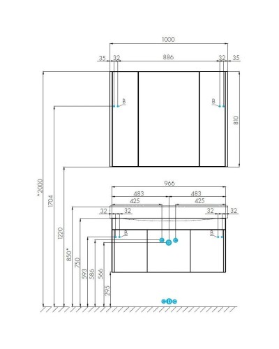 Тумба с раковиной белый глянец 100 см Акватон Беверли 1A2367K0BV010