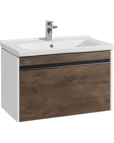 Тумба с раковиной белый глянец/таксония темная 80 см Акватон Капри 1A2302K1KPDB0