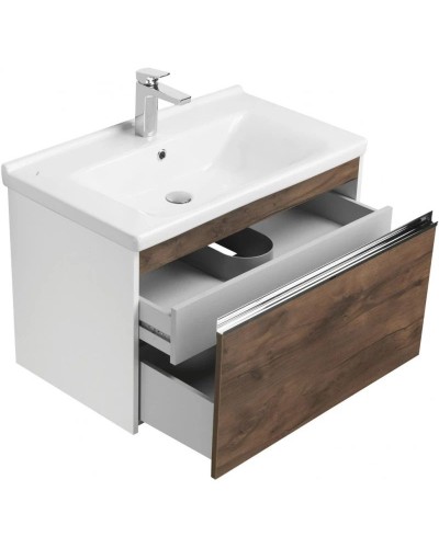 Тумба с раковиной белый глянец/таксония темная 80 см Акватон Капри 1A2302K1KPDB0