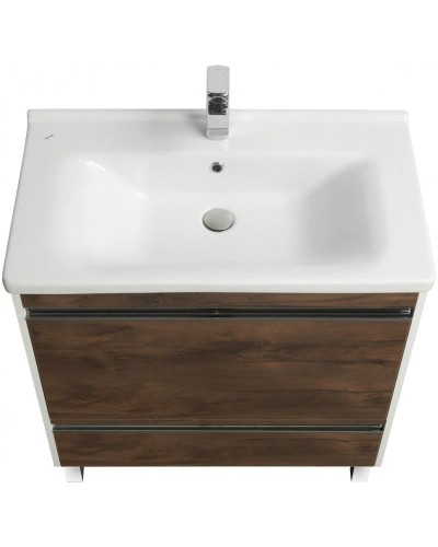 Тумба с раковиной белый глянец/таксония темная 80 см Акватон Капри 1A2302K1KPDB0