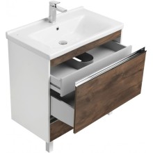 Тумба с раковиной белый глянец/таксония темная 80 см Акватон Капри 1A2302K1KPDB0