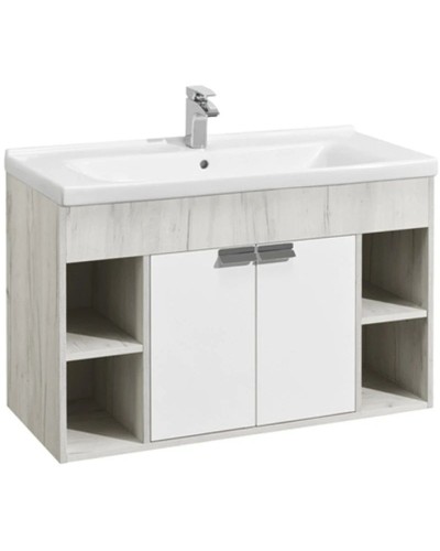 Тумба с раковиной белый глянец/дуб крафт 100 см Акватон Флай 1A2375K0FAX10