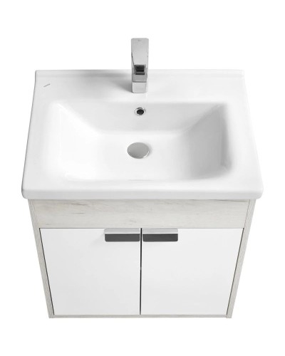 Тумба с раковиной белый глянец/дуб крафт 60 см Акватон Флай 1A2373K0FAX10