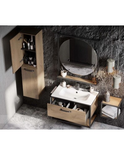 Тумба с раковиной дуб кантри/черный 80 см Акватон Лофт Фабрик 1A2424K6LTDY0