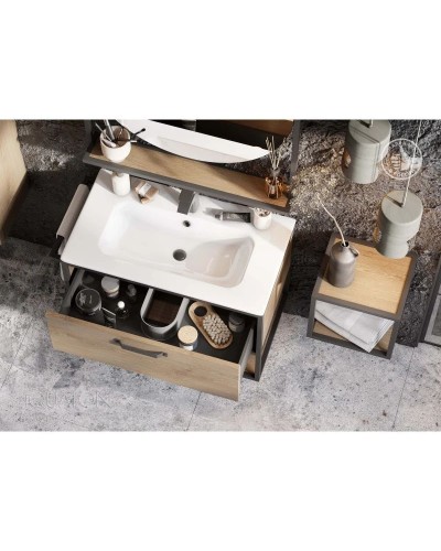 Тумба с раковиной дуб кантри/черный 80 см Акватон Лофт Фабрик 1A2424K6LTDY0