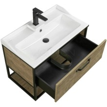 Тумба с раковиной дуб кантри/черный 80 см Акватон Лофт Фабрик 1A2424K0LTDY0