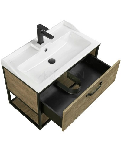 Тумба с раковиной дуб кантри/черный 80 см Акватон Лофт Фабрик 1A2424K0LTDY0