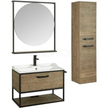 Тумба с раковиной дуб кантри/черный 80 см Акватон Лофт Фабрик 1A2424K0LTDY0