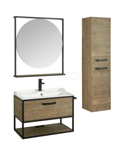 Тумба с раковиной дуб кантри/черный 80 см Акватон Лофт Фабрик 1A2424K0LTDY0