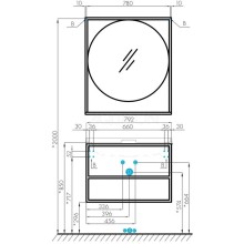 Тумба с раковиной дуб кантри/черный 80 см Акватон Лофт Фабрик 1A2424K0LTDY0