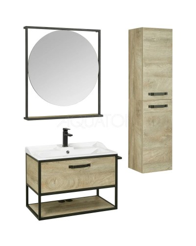 Тумба с раковиной дуб эндгрейн/черный 80 см Акватон Лофт Фабрик 1A2424K1LTDU0