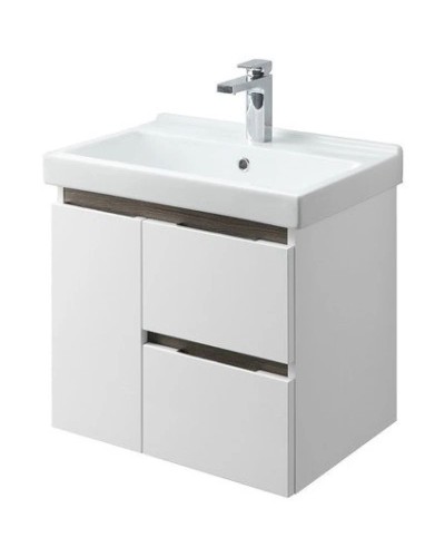 Тумба с раковиной белый глянец/грецкий орех 60 см Акватон Рене 1A2585K0NRC80