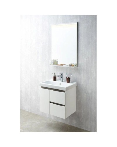 Тумба с раковиной белый глянец/грецкий орех 60 см Акватон Рене 1A2585K0NRC80