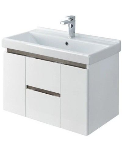 Тумба с раковиной белый глянец/грецкий орех 80 см Акватон Рене 1A2586K0NRC80