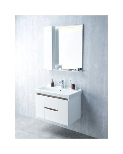 Тумба с раковиной белый глянец/грецкий орех 80 см Акватон Рене 1A2586K0NRC80