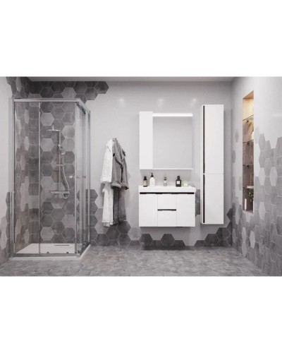 Тумба с раковиной белый глянец/грецкий орех 80 см Акватон Рене 1A2586K0NRC80