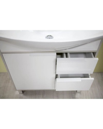 Тумба с раковиной белый глянец/ясень фабрик 80,5 см Акватон Рико 1A2154K1RIB90