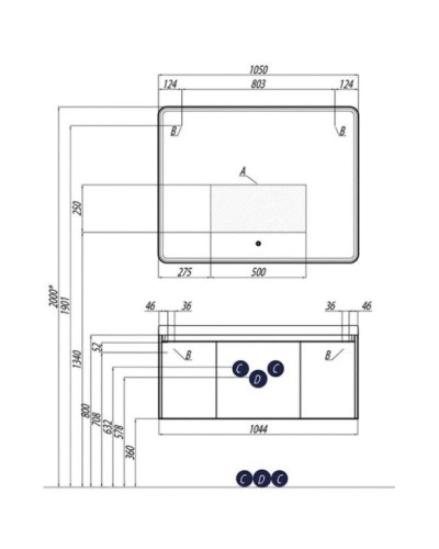 Тумба с раковиной белый глянец 105 см Акватон Шерилл 1A2063K1SH010