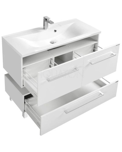 Тумба с раковиной белый глянец 100 см Акватон Мадрид 1A1280K0MA010