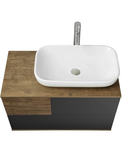 Тумба с раковиной дуб кантри/антрацит 85 см Акватон Терра 1A2472K0TEKA0