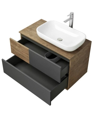 Тумба с раковиной дуб кантри/антрацит 85 см Акватон Терра 1A2472K0TEKA0