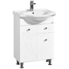 Тумба с раковиной белый глянец 60,5 см с бельевой корзиной Акватон Лиана 1A1629K0LL010