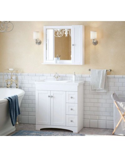 Тумба с раковиной белый матовый 81 см Corozo Техас SETSD-00000323/SD-00000334