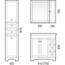 Тумба с раковиной белый матовый 81 см Corozo Техас SETSD-00000323/SD-00000334