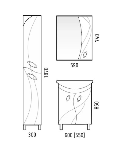 Тумба с раковиной белый глянец 60 см Corozo Наина SETSD-00000320/SD-00000383
