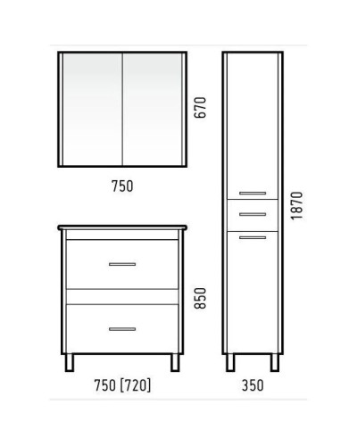 Тумба с раковиной белый глянец/антик 76,5 см Corozo Верона SETSD-00000347/SD-00000382