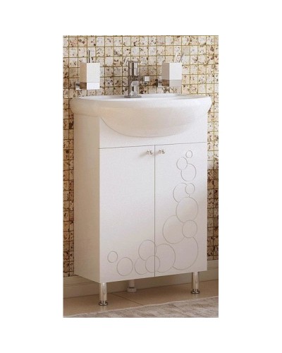 Тумба с раковиной белый глянец 55,5 см Corozo Орфей SETSD-00000360/SD-00000065