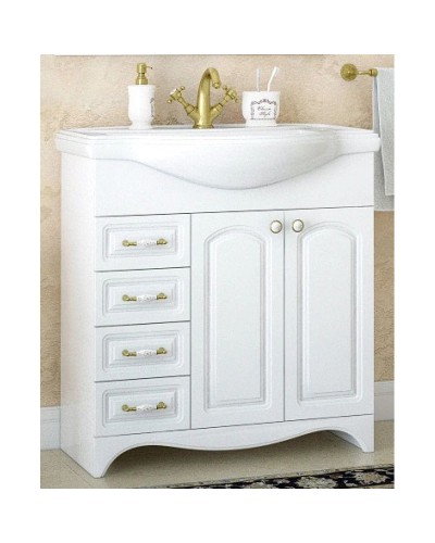 Тумба с раковиной белый глянец 81 см Corozo Классика SETSD-00000351/SD-00000376