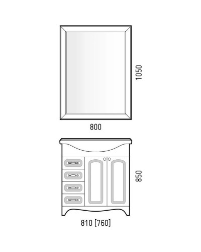 Тумба с раковиной белый глянец 81 см Corozo Классика SETSD-00000351/SD-00000376