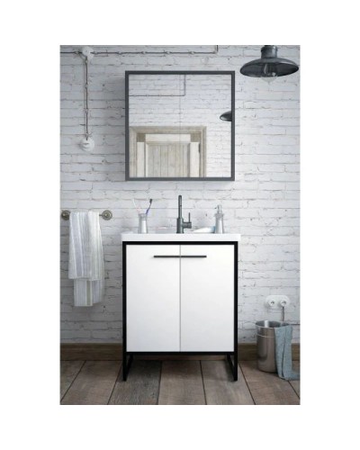 Тумба с раковиной белый глянец/черный 71 см Corozo Айрон SETSD-00000411/SD-00000379