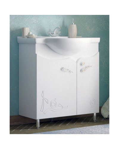 Тумба с раковиной белый глянец 86,5 см с бельевой корзиной Corozo Венеция SETSD-00000345/28209